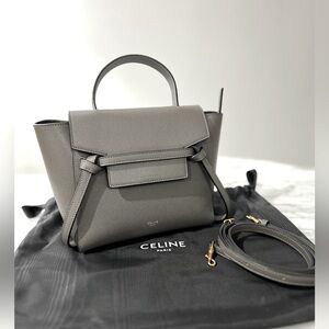 CELINE Nano Belt Bag Grained Calfskin Grey